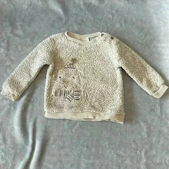 Next - Pullover  sherpa sweater. Size 6-9 months - Picture 1 of 5